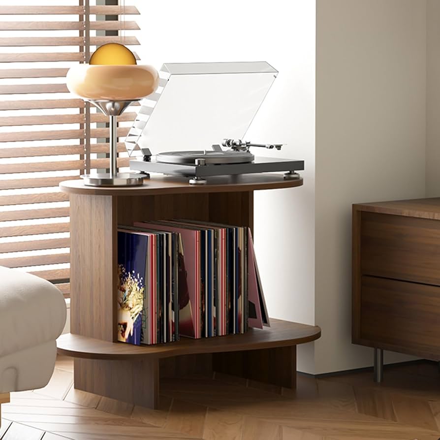 Amazon.co.jp: TRAGLO レコードプレーヤー台 木製 レコード収納ラック